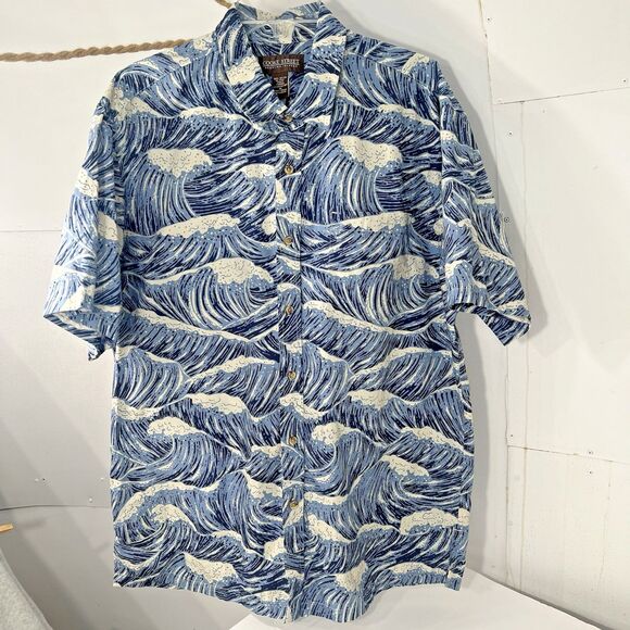 Cooke Street Hawaiian Shirt Mens XL Blue Wave Print Button Up Short Sleeve 2024 - Picture 1 of 16